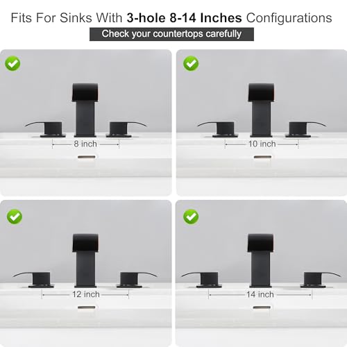 GAGALIFE 8 Inch Waterfall Bathroom Faucets 3 Hole - Oil Rubbed Bronze Widespread Bathroom Faucet with Pop-up Drain, Two Handles Bathroom Sink Faucet, Modern Vanity Sink faucets with Supply Lines - color: Oil Rubbed Bronze, style: With Drain