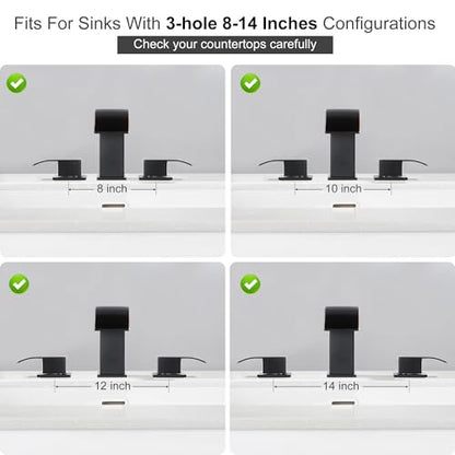GAGALIFE 8 Inch Waterfall Bathroom Faucets 3 Hole - Oil Rubbed Bronze Widespread Bathroom Faucet with Pop-up Drain, Two Handles Bathroom Sink Faucet, Modern Vanity Sink faucets with Supply Lines - color: Oil Rubbed Bronze, style: With Drain