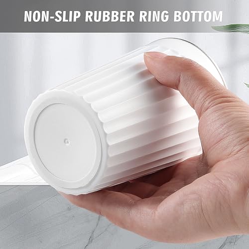 Toothbrush Cup Holder for Bathroom,Reusable Stainless Steel Bathroom Cup | 3"x4.5" Unbreakable Gray Bathroom Tumbler Cup ,300ml Easy To Clean Striated Mouthwash Cup - color: White