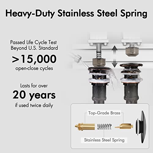 KES Bathroom Faucet Vessel Vanity Sink Pop Up Drain Stopper with Overflow Oil Rubbed Bronze, ALL Metal Rustproof Brass and 304 Stainless Steel, S2008A-ORB - color: Oil Rubbed Bronze, style: With Overflow, 1 Pack