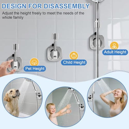 Shower Head Holder,360° Adjustable Shower Holder for Wall RV,Removable Suction Cup Handheld Shower Head Holder,Waterproof Shower Handle Holder,No Drill,Bathroom Accessories,Polished Chrome