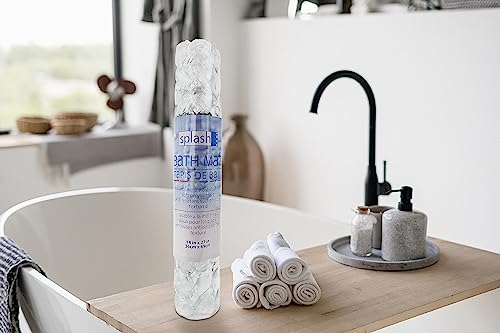 Splash Home Diamond Bathtub Mat Non-Slip, Shower Mat with 58 Suction Cups and Drain Holes Bath, 27 L x 15 W Inches, Machine Washable, PVC - Clear