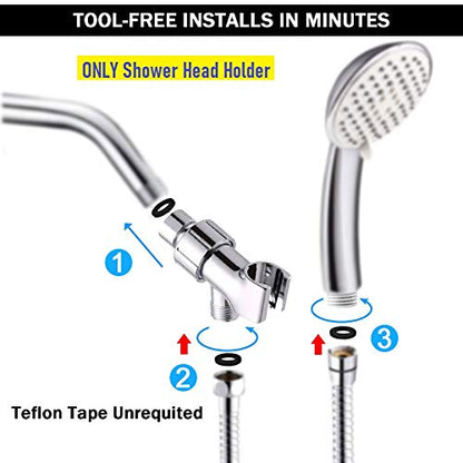 NearMoon Adjustable Shower Arm Mount- with Universal Wall Hook Bracket and Brass Pivot Ball, Shower Head Holder for Hand Held Showerheads (Chrome Finish) - color: Chrome Finish