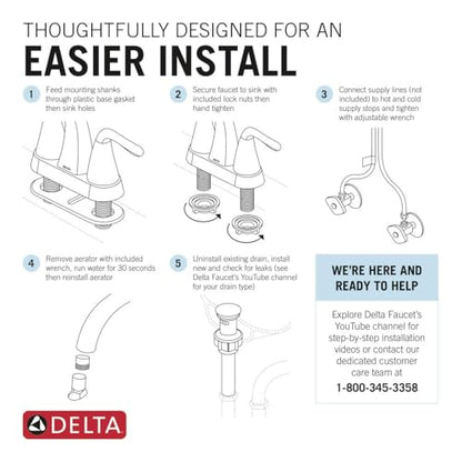 Delta Faucet Esato Centerset Bathroom Faucet Brushed Nickel, Bathroom Sink Faucet, Drain Assembly Included, SpotShield Brushed Nickel 25897LF-SP - color: Spotshield Brushed Nickel