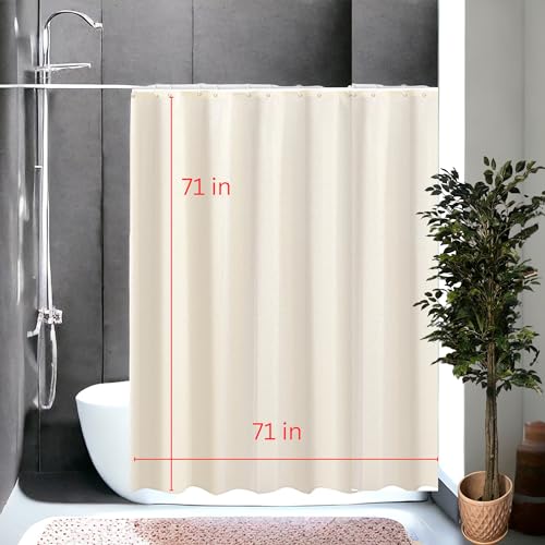 Fabric Shower Curtains - Fabric Shower Curtain Liner Washable - Hotel Quality Shower Curtains - Bathroom Shower Curtain - Cloth Shower Curtain- With 12 Hooks 72in x 72in - color: Beige