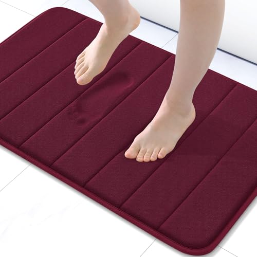 Buganda Memory Foam Bath Mat, 30" x 20", Ultra Soft Bathroom Rugs, Water Absorbent and Machine Washable Bath Rug for Bathroom, Shower, and Tub, Burgundy - color: Burgundy, size: 30" X 20"