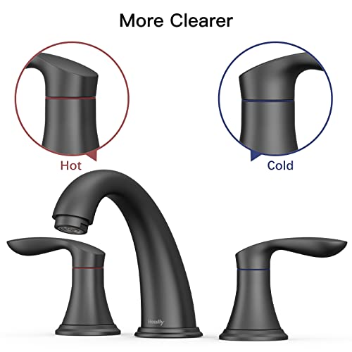 Bathroom Sink Faucet, Faucet for Bathroom Sink, Widespread Matte Black Bathroom Faucet 3 Hole with Plastic Pop Up Drain and cUPC Lead-Free Hose - (Matte Black 2 Packs) - color: Matte Black, size: 8 inch 2 packs