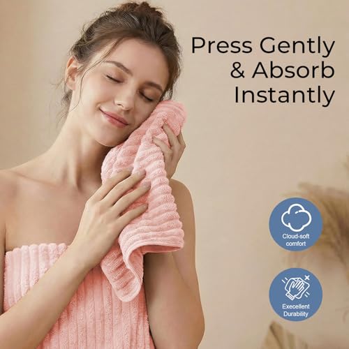 ZVH Hand Towels for Bathroom 6pcs 14X29.5inch,Quick Dry Microfiber,Super Soft,Hand Towels with Hanging Loops for Spa,Kitchen,Hotel (Pink, Set of 6) - color: Pink