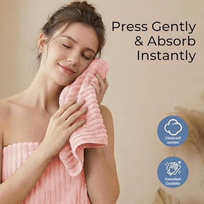 ZVH Hand Towels for Bathroom 6pcs 14X29.5inch,Quick Dry Microfiber,Super Soft,Hand Towels with Hanging Loops for Spa,Kitchen,Hotel (Pink, Set of 6) - color: Pink