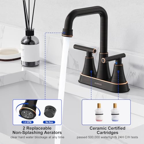 Oil Rubbed Bronze 4 inch Centerset Bathroom Faucet for Sink 2 Hole | Bathroom Sink Faucet with Pop-up Drain and Supply Lines, Stainless Steel 2-Handle Centerset Faucet for Vanity RV Restroom - color: Oil Rubbed Bronze