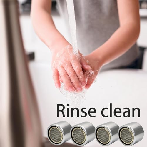 Bathroom Sink Aerator,2.2 GPM Faucet Aerator, Made of Solid Brass and Stainless Steel,55/64 Inch Female Thread Faucet Replacement with Gasket,For Kitchen and Bathroom,4PCS(Silver)