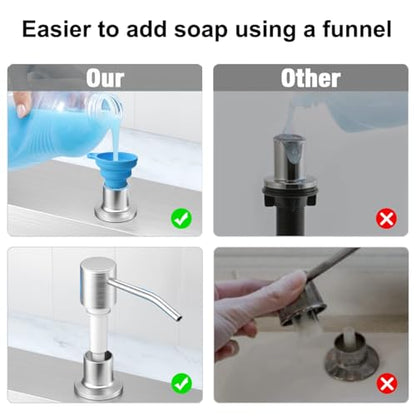 Soap Dispenser for Kitchen Sink,Stainless Steel Built in Soap Dispenser | Countertop Pump Head,Dish Soap Hand Lotion Dispenser with Refillable 13.5OZ Bottle - color: Bottled-chromeplated