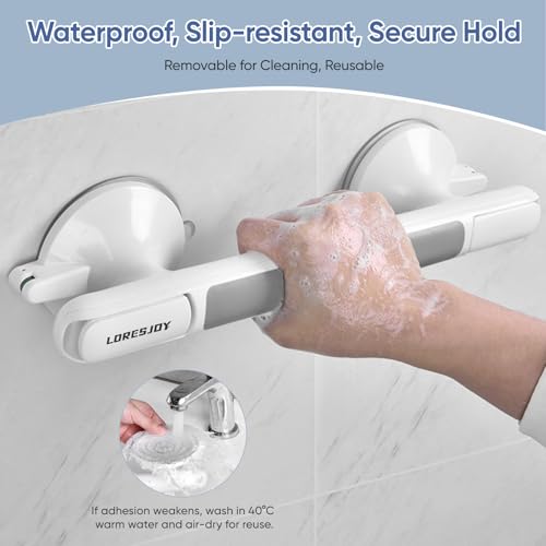 Grab Bars for Bathtubs and Showers, 2-PCS | With Indicator, Suction Cup Shower Handle, Surface Safety Grip, Strip Locking Latches Removable - color: 2-PCS