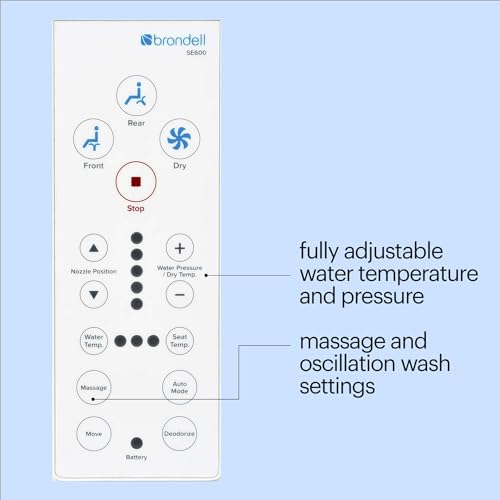 Brondell Swash SE600 Bidet Toilet Seat, Fits Elongated Toilets, White - Oscillating Stainless-Steel Nozzle, Warm Air Dryer, Ambient Nightlight - style: Elongated