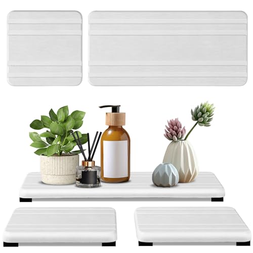 3PCS Water Absorbing Stone Tray, DryingNeat Diatomite Stone Sink Tray, Instant Dry Sink Coasters, Kitchen Sponge Hand Soap Holder, Bathroom Sink Vanity Trays,8 * 4inch and 4 * 4inch - color: 1pcs 21×10cm + 2pcs 10×10cm White Stripe