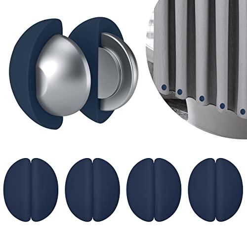 VANZAVANZU 5 Pairs Shower Curtain Weights, Silicone Wrapped Magnets, Heavy Duty Magnets Prevent Curtain Liner from Blowing, Rust-Free, Navy Blue - color: Dark Blue, size: 1.2"W x 1.2"L (Pack of 5)
