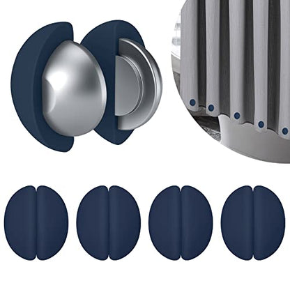 VANZAVANZU 5 Pairs Shower Curtain Weights, Silicone Wrapped Magnets, Heavy Duty Magnets Prevent Curtain Liner from Blowing, Rust-Free, Navy Blue - color: Dark Blue, size: 1.2"W x 1.2"L (Pack of 5)