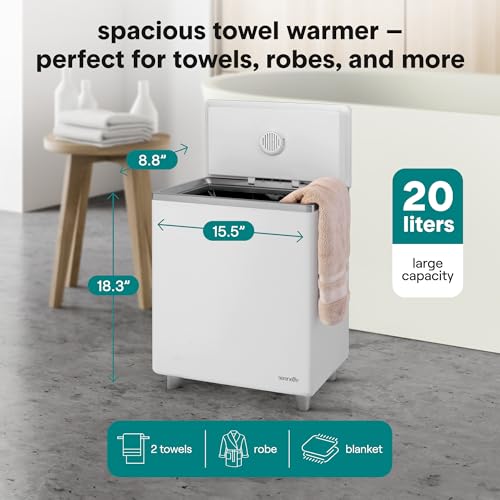 SereneLife WIFI Luxury Rectangle Towel Warmer - Spa & Bathroom Blanket Heater with Custom Fragrance, Auto Shut-Off, Fits 2 large Towels, Blankets, Bathrobes, PJ's - Perfect Gift for Him & Her (Silver) - color: Silver