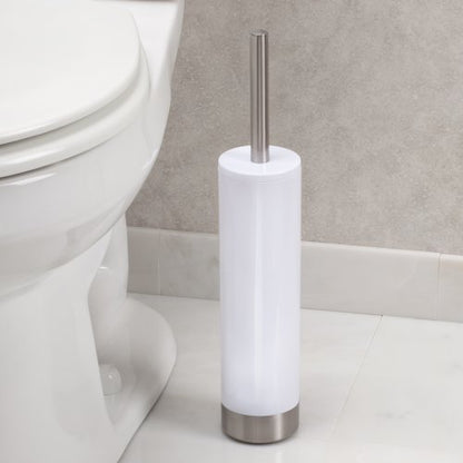 iDesign Slim Toilet Bowl Brush and Holder for Bathroom Storage - White/Brushed Stainless Steel, 1 x Toilet Brush | Bathroom Storage - color: White, style: Bowl Brush