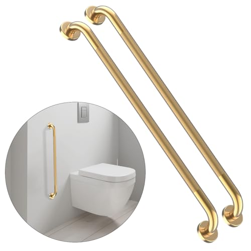 36 Inch Anti Slip Shower Grab Bar Gold, Munzong 2 Pack Bathroom Grab Bar | Bathroom Balance Bar,Knurled Safety Hand Rail, Support Handicap Elderly Injury Senior Assist Bath Handle - color: Gold, size: 36 Inch-2 Pack