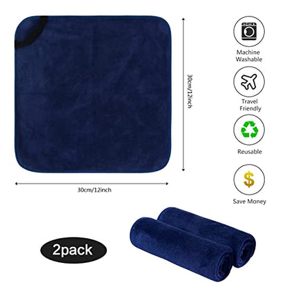 Microfiber Facial Cloths Fast Drying Washcloth 12inch x 12inch (Pack of 2, Navy Blue) - color: Navy Blue, size: 1 Count (Pack of 2)