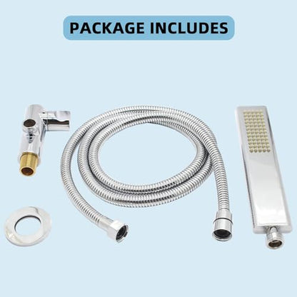 Solid Brass Handheld Shower Head Arc Design High Pressure Polished Chrome Hand Shower Wand with Adjustable Supply Elbow Wall Connector Shower Holder and 59″ Stainless Steel Hose Set - color: Polished Chrome