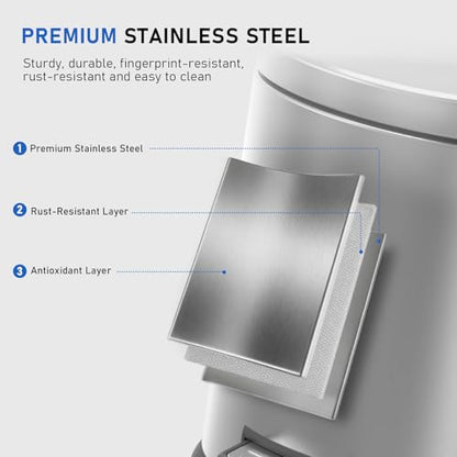 SIMPLYKLEEN Bathroom Trash Can with Lid - 2PC 1.3 Gallon Oval Small Trash Can with Soft-Close Lid, Foot Pedal, Brushed Stainless Steel, Removable Liner, Garbage can for Kitchen, Office (Gold+ Silver) - color: Gold+Silver, size: 5L Oval 2PC