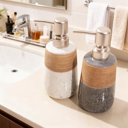 Hand Soap Dispenser, Ceramic Liquid Soap Dispenser for Bathroom Countertop Dish Hand Soap Dispenser for Kitchen Sink, Bathroom Lotion Bottle Dispensers Boho Kitchen Home Decor,15 OZ Grey - size: 1 x 15 Oz Soap Dispenser Grey