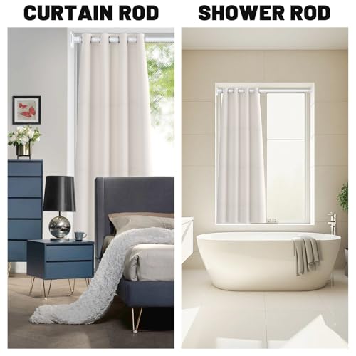 UIOSANRT White Shower Curtain Rod 31-68 inches with Holders, Stainless Steel Shower Rod & Tension Rod, Adjustable Tension Shower Curtain Rod for Bathroom, Windows, Closet - color: White, size: 31"-68"