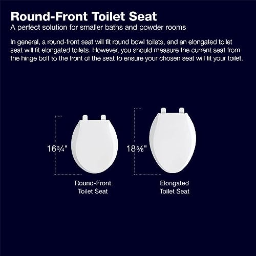 KOHLER 25876-0 Hyten 3" Height, Elevated Soft Close Round Toilet Seat, Contoured Seat with Grip-Tight Bumpers, Quick-Attach Hardware, White - color: White, size: Round