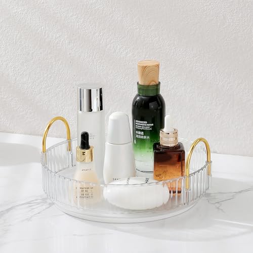 Aveniee Rotating Makeup Organizer for Vanity, Large Perfume Skincare Organizers for Bathroom Counter, Cosmetic Dresser Storage Display Case Holder 360 Spinning,Pearl White - color: Pearl White, size: Standard-1 Tier