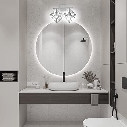 Bathroom Vanity Light with 2 Bulbs Bathroom Light Fixtures Over Mirror with 2 Rotatable Cube Shades Modern Wall Mounted Silver Brushed Nickle - color: Brushed Nickel, size: 2-Lights ( 16" Width )