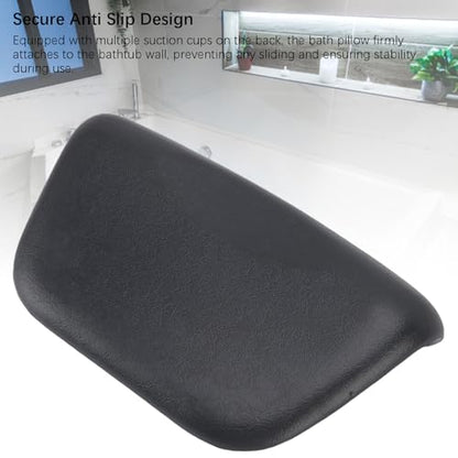 Bath Pillow with Suction Cups Ergonomic PU Headrest Neck Support Cushion for Bathtub Spa Hot Tub Quick Dry Non Slip 10.4x5.9 Inch