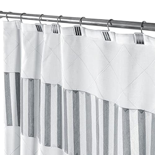Creative Scents Quilted Mirror Shower Curtain Hooks Decorative | Set of 12 | White Shower Curtain Rings - style: Shower Curtain Hooks