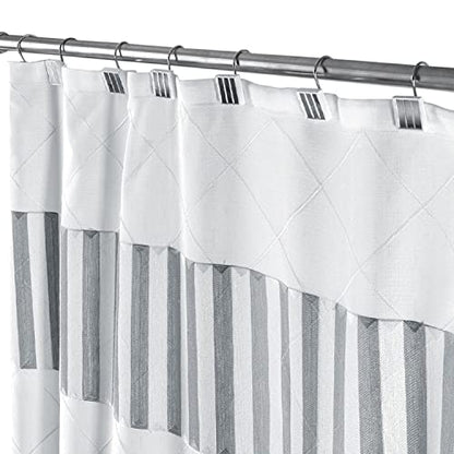 Creative Scents Quilted Mirror Shower Curtain Hooks Decorative | Set of 12 | White Shower Curtain Rings - style: Shower Curtain Hooks