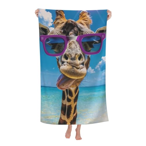 Funny Giraffe Beach Towel Summer Animal Microfiber Sand Free Towels for Adult Kids Quick Dry Ultra Absorbent Soft Pool Travel Swim Bath Shower Towel Gifts 52” x 32” - color: Beach Towel25