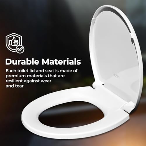 GenieBidet Round Toilet Seat | Noiseless Toilet Cover Seat and Toilet Lids - Durable Plastic Toilet Seat for Easy Installation w/Mounting Tools and Attachments Included | Toilet Seat Round White - style: ROUND TOILET SEAT