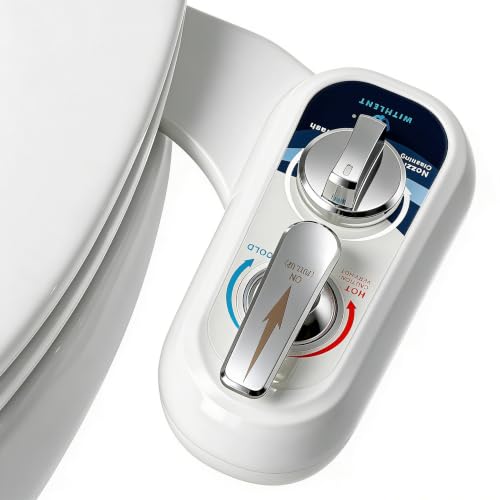 Bidet Attachment for Toilet Warm Water Left - Hot and Cold Self-Cleaning, Dual Nozzle, Non-Electric Bidet Attachment for Toilet Seat, Adjustable Water Pressure, Rear and Feminine Wash, Lever Control