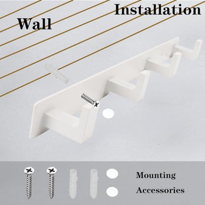 Coat Rack, Heavy Duty Stainless Steel 3 Tri Coat Hook Hanger, Wall Mounted Wall Hooks, Rustic Clothes Hook/Key Hook Rail for Bathroom Kitchen Entryway(2 Pack, 3 Hook White) - color: White, size: 3 Hook-2 Pcs