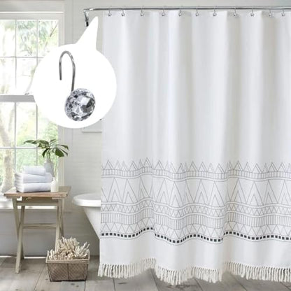 J&V TEXTILES Shower Curtain Hooks Rings, Rust Resistant Metal Double Glide Shower Hooks Rings for Bathroom Shower Rods Curtains, Set of 12 Hooks (Crystal Clear Acrylic) - color: Crystal Clear Acrylic