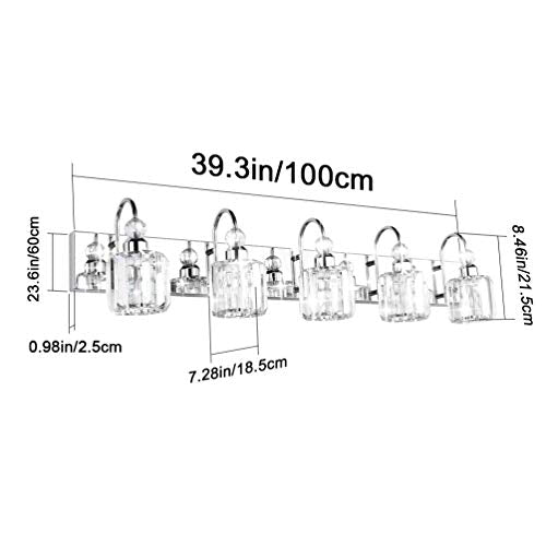 Ralbay Modern LED Crystal Bathroom Vanity Lights 5-Lights Stainless Steel Crystal Vanity Lights Over Mirror Modern Crystal Bathroom Vanity Lighting Fixtures - color: Round-Chrome, size: 5-light
