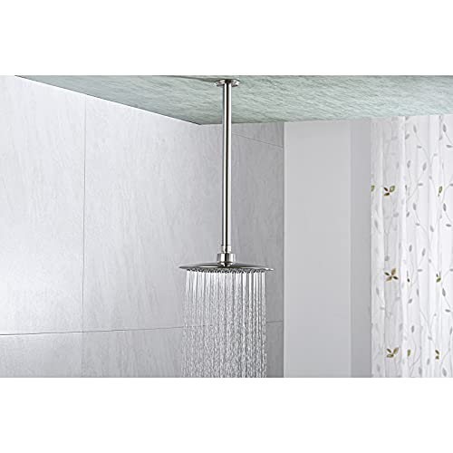 16 Inch Brushed Nickel Ceiling Mount Shower Arm for Rain Shower Head | Shower arm and flange - color: Brushed Nickel, size: 16 Inches