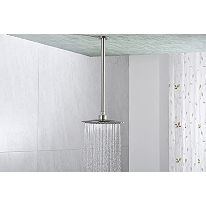 16 Inch Brushed Nickel Ceiling Mount Shower Arm for Rain Shower Head | Shower arm and flange - color: Brushed Nickel, size: 16 Inches