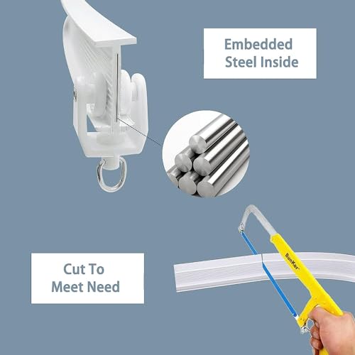 Flexible Bendable Curtain Track, Wall Mount Heavy Duty Sliding Room Divider Track, Room Divider, for RV, Shower, Hospital