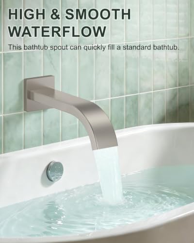 Rain Shower System with Rough-in Valve, Wall Mount Shower Faucet Set with 12" & 6" Dual Rain Shower Heads, 2-in-1 Handheld Shower, Tub Spout, 4-Function Complete Shower Fixture, Brushed Nickel - color: Brushed Nickel, size: Wall Mount-12"+6" head with Tub