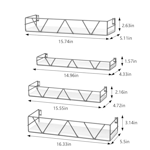 Floating Shelves Set of 4, Wood Wall Shelf, Farmhouse Shelf for Bedroom | Wall Mounted Floating Shelf for Living Room, Bedroom, Bathroom, Kitchen, Office - color: Gray-4pcs