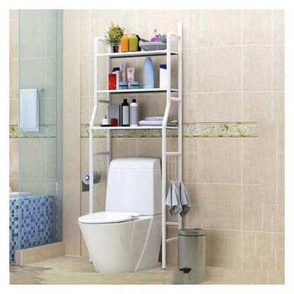 Over The Toilet Storage Shelf 3 Tiers Bathroom Organizer Rack with Paper Holder Not Included(White) - color: White