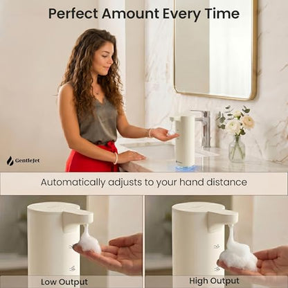 GentleJet EasyFoam Automatic Foaming Soap Dispenser, Touchless USB-C Rechargeable Sensor Pump, 304 Stainless Steel, Adjustable Foam, IPX5 Water-Resistant for Bathroom & Kitchen, 10 fl oz / 300 mL - color: Apricot