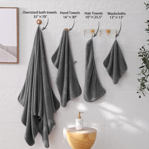 Bath Towel Set of 8,Large Bath Sheets 35"x70"-Charcoal Gray | Super Soft Microfiber, Lint Free & Quick Dry Towels for Bathroom,Gym,Hotel–2 Bath,2 Hair,2 Hand,2 Washcloths - color: Charcoal Gray, size: 8Piece Towel Set