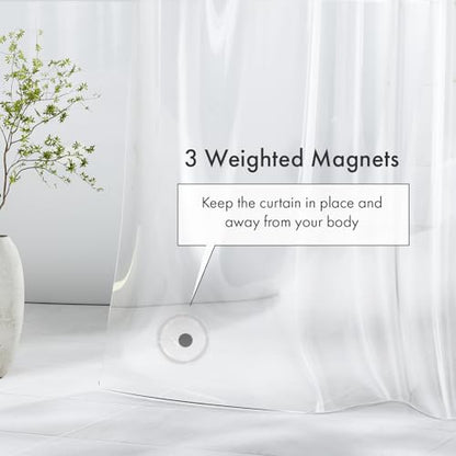 Plastic Shower Curtain Liner with Magnets, 72x72 Clear Shower Liner Medium Weight Waterproof Inside Shower Curtains Liner for Bathroom with Rustproof Grommet - color: Clear, size: 72"W x 72"L (Pack of 1)